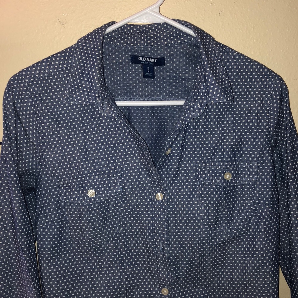 Old Navy Jean Polka Dot Button Up